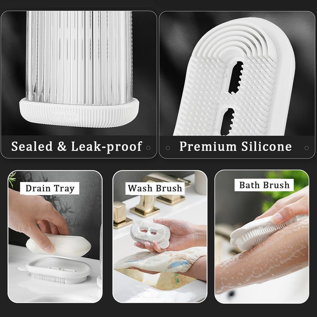 2 In 1 Travel Soap Case with Silicone Brush