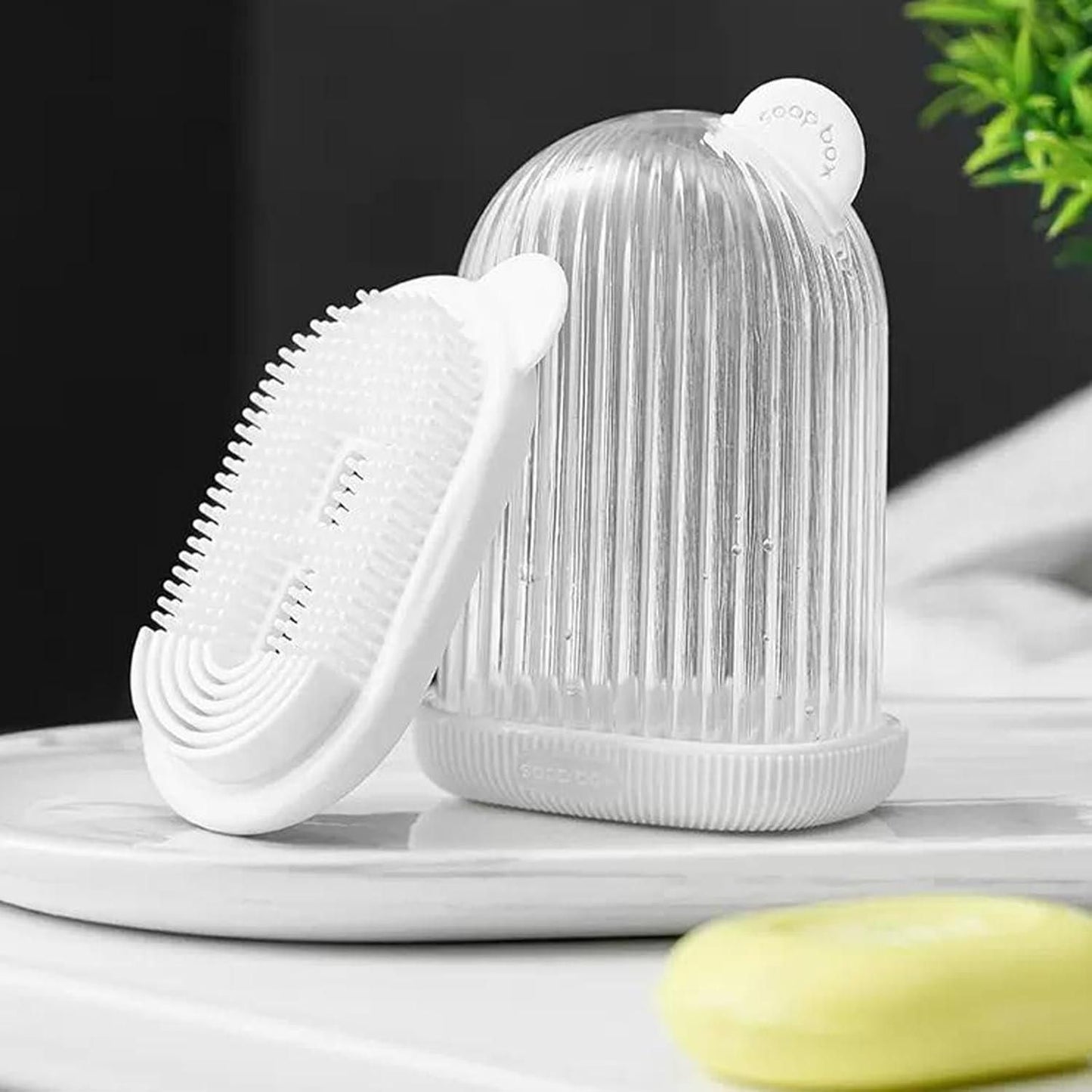 2 In 1 Travel Soap Case with Silicone Brush